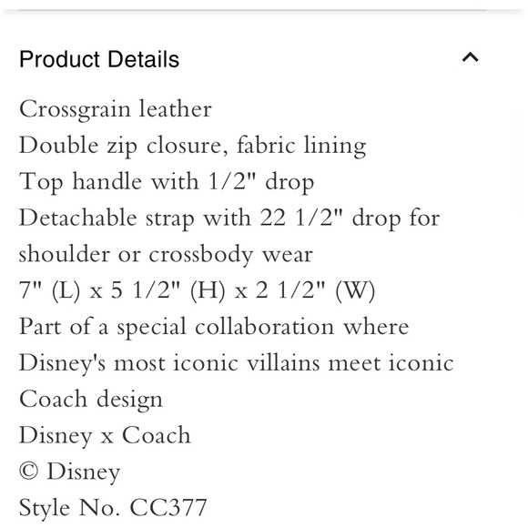 Nwt Coach x Disney box crossbody with Cruella motif - Picture 6 of 6